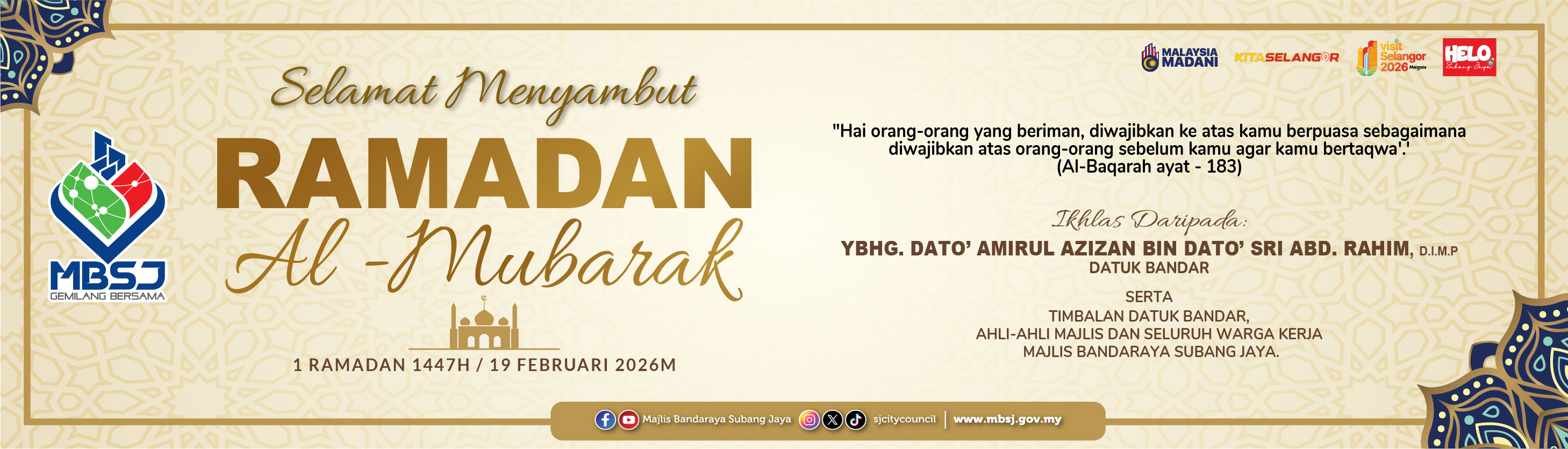 SELAMAT MENYAMBUT RAMADAN AL - MUBARAK 2026